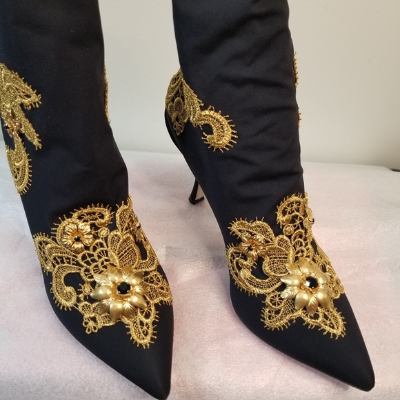 NWT DOLCE & GABBANA 3D embroidered ankle boots sz 38 - Picture 4 of 7